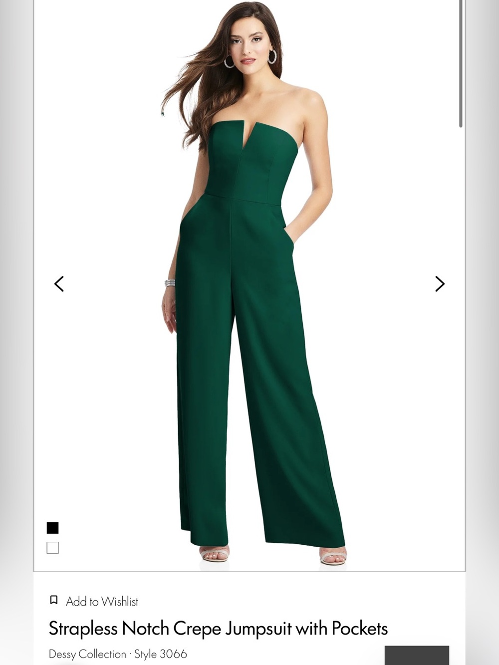 Dessy Collection Strapless Notch Crepe Jumpsuit in Emerald